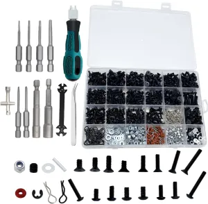 1000pcs RC Screw Kit and RC Screwdrivers, RC Tool Kit for Traxxas Axial Redcat Arrma HPI HSP SCX10 RC4WD Losi 1/8 1/10 1/12 1/16 Scale RC Cars Trucks Crawler Accessories Screw Kit