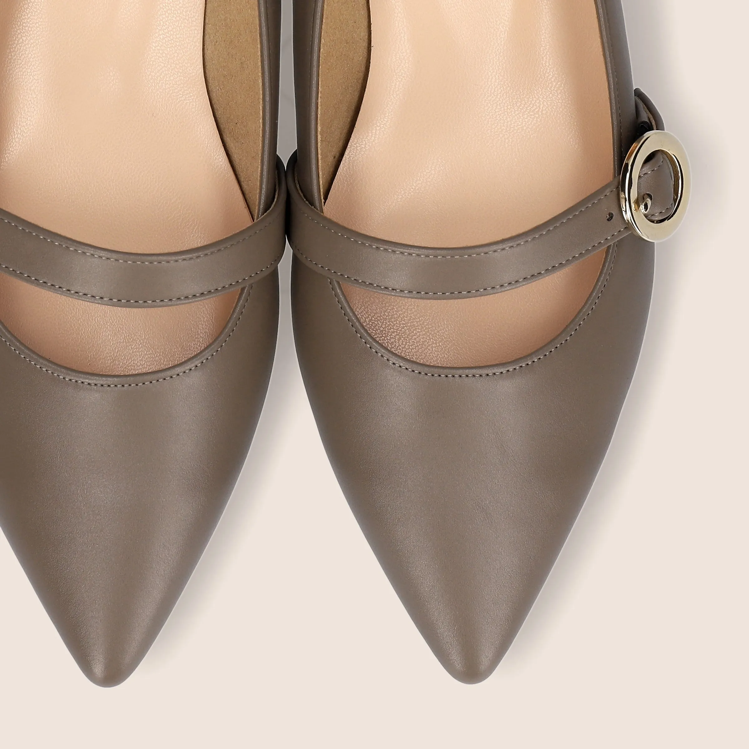 15% OFF: Instep strap flat shoes (m17005) dark greige