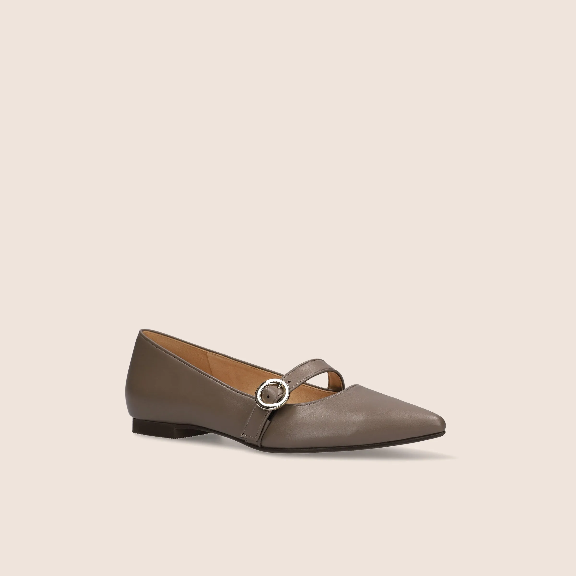 15% OFF: Instep strap flat shoes (m17005) dark greige