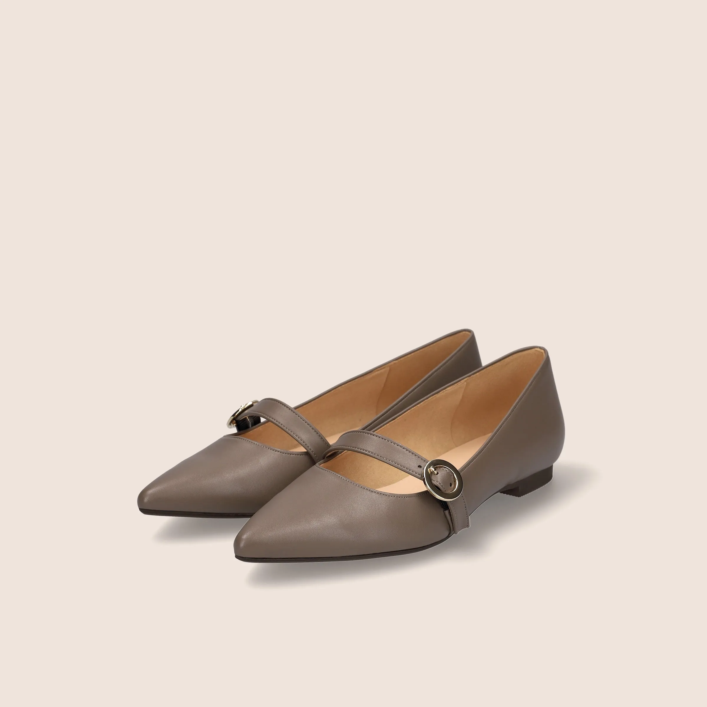 15% OFF: Instep strap flat shoes (m17005) dark greige
