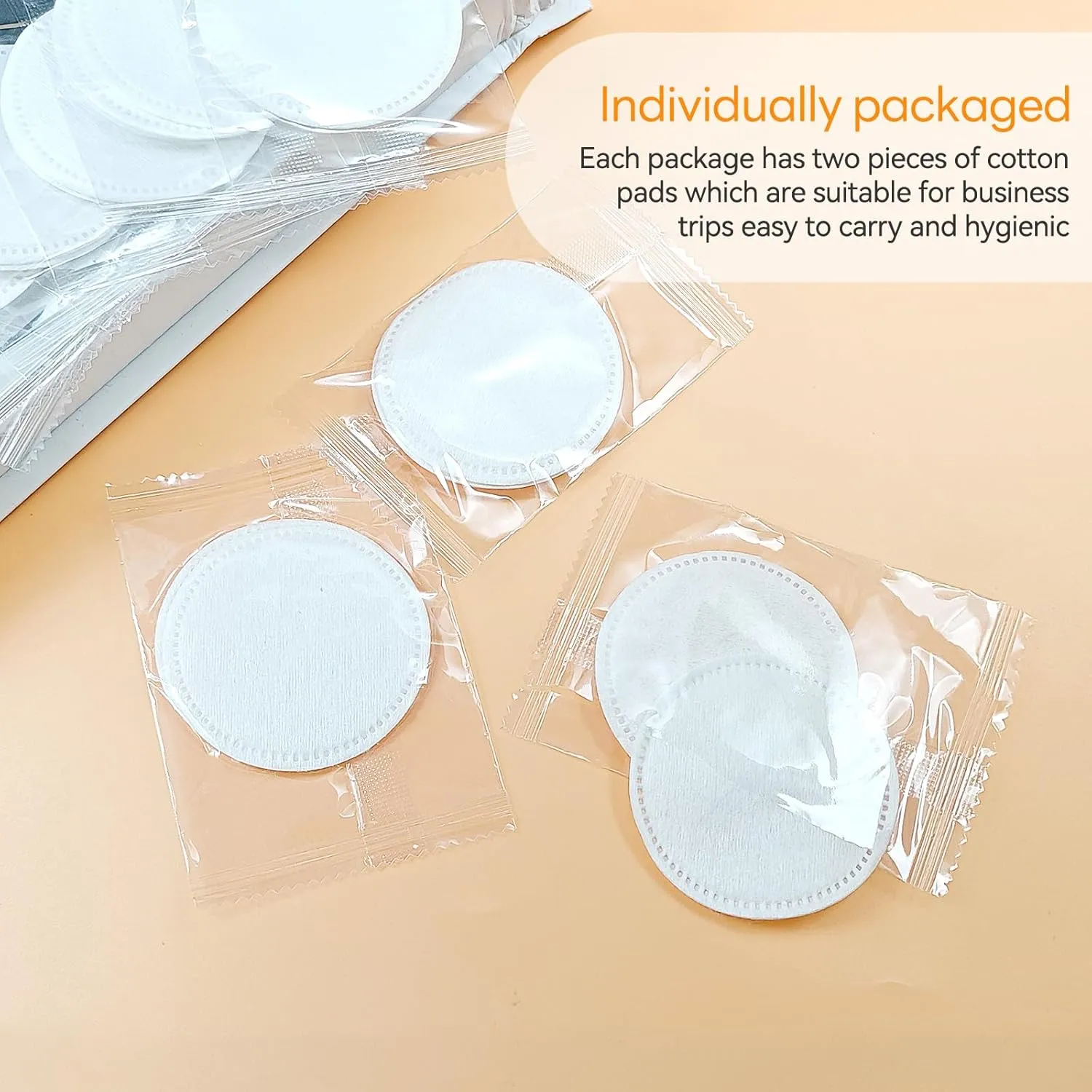 2000 Pcs Kheoxusa Individually Wrapped Cotton Pads,Individually Wrapped Cotton Rounds,Natural,Round, Disposable,Cotton Face Pads Personal Care Kit Sachet Wrap (2 Pcs/Set, 1000 Sets,2000 pk in totally)
