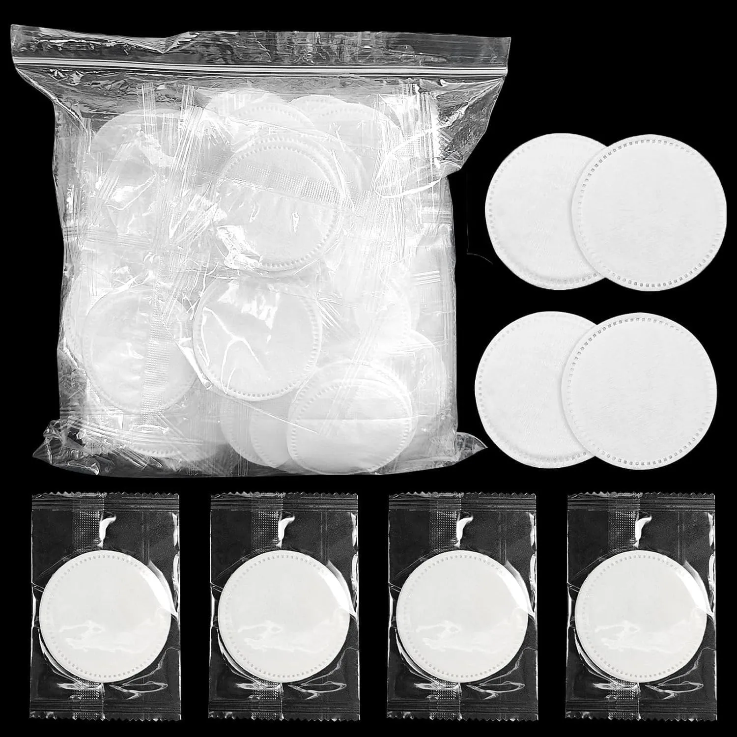 2000 Pcs Kheoxusa Individually Wrapped Cotton Pads,Individually Wrapped Cotton Rounds,Natural,Round, Disposable,Cotton Face Pads Personal Care Kit Sachet Wrap (2 Pcs/Set, 1000 Sets,2000 pk in totally)