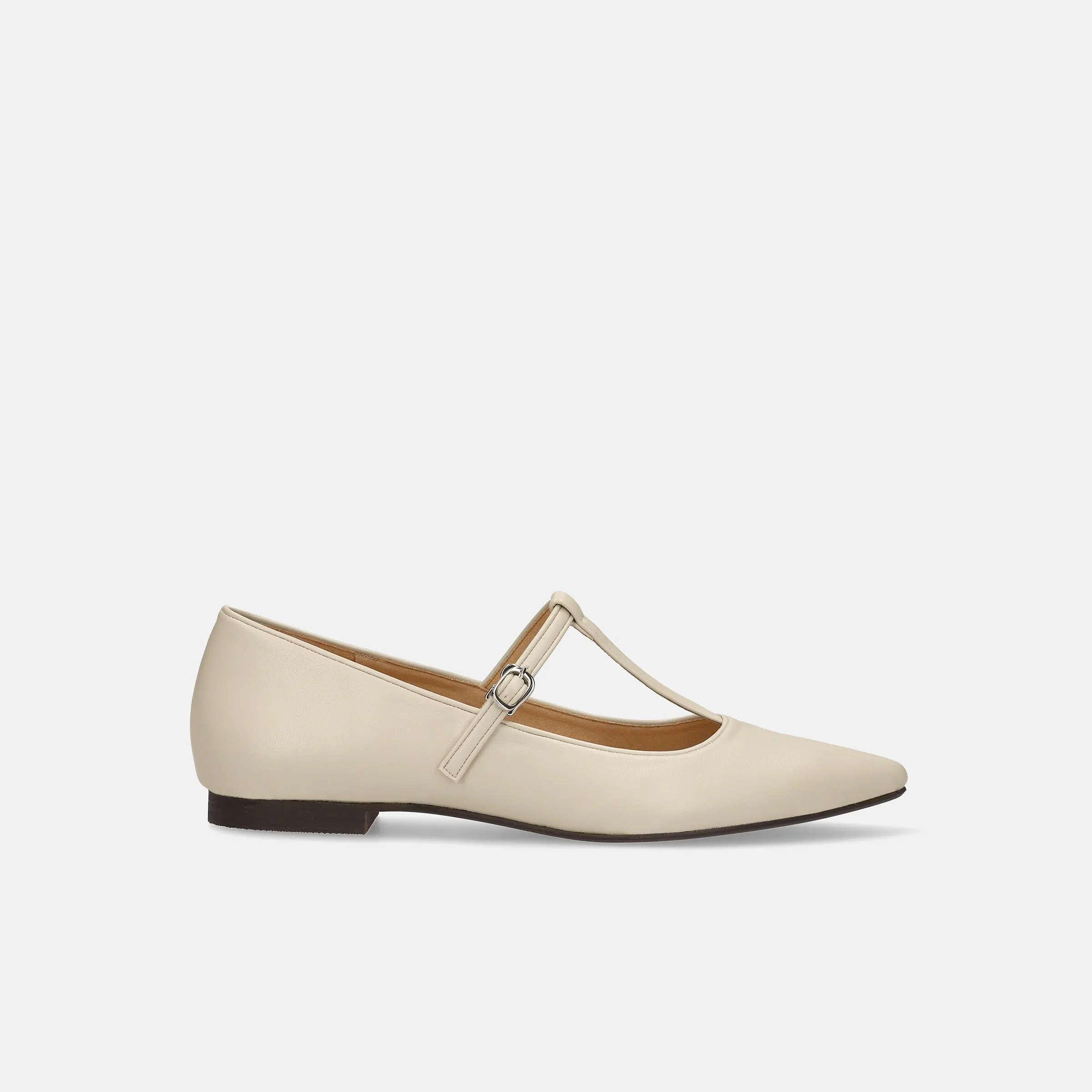 20%OFF: 2024SS: T-Strap Flat Shoes (4796) Ivory