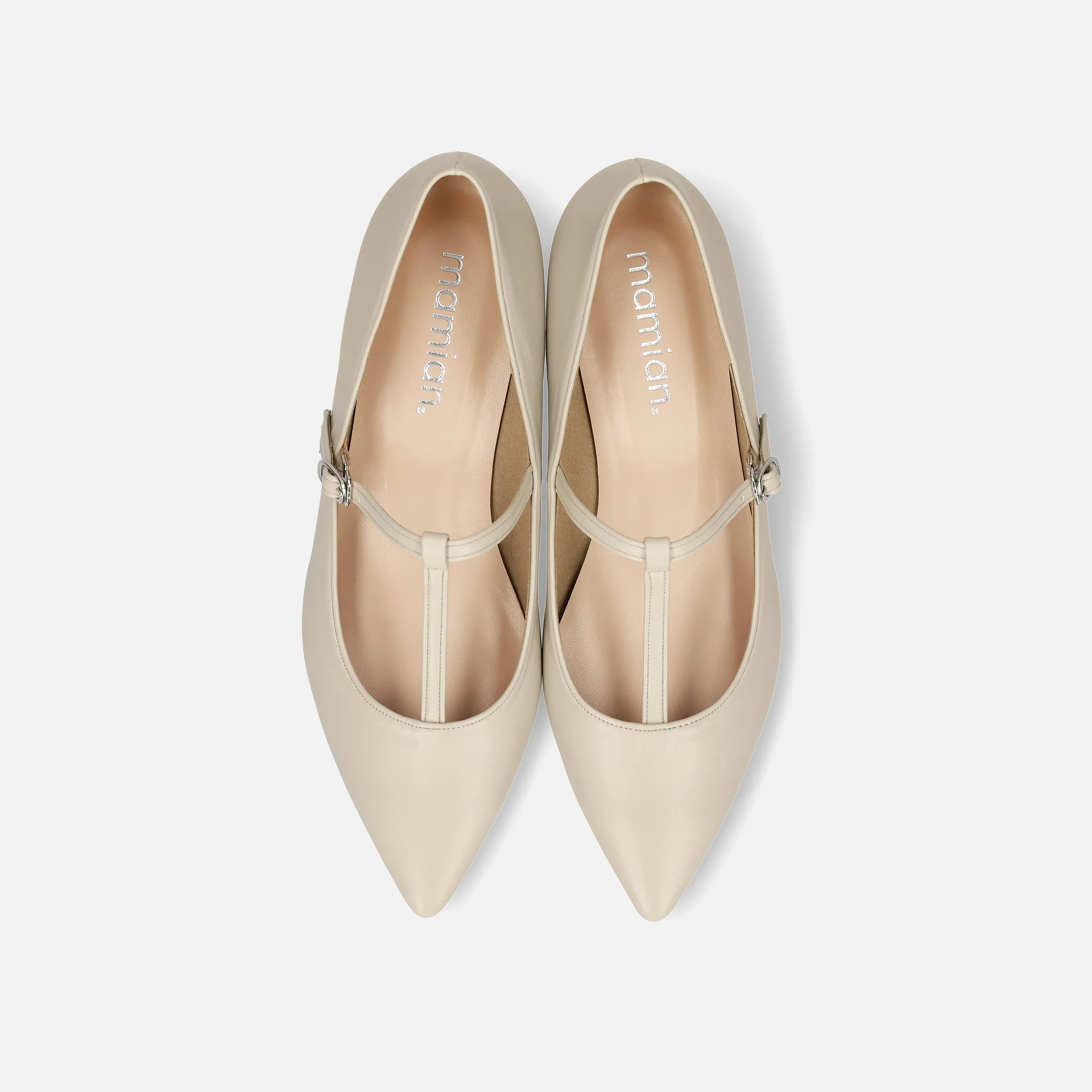 20%OFF: 2024SS: T-Strap Flat Shoes (4796) Ivory