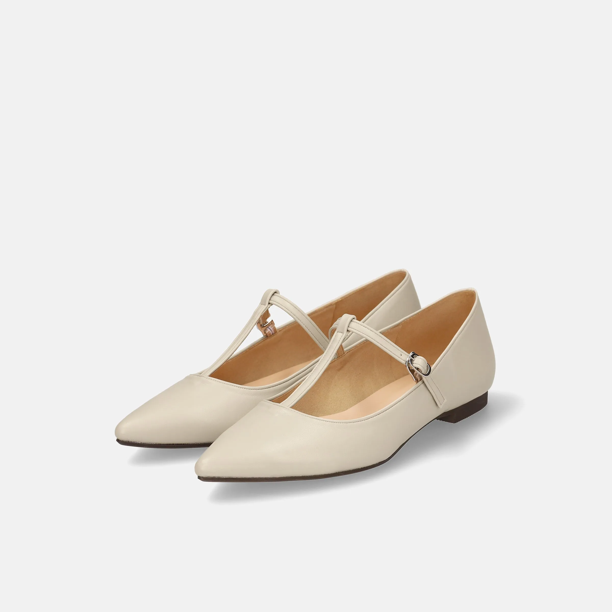 20%OFF: 2024SS: T-Strap Flat Shoes (4796) Ivory