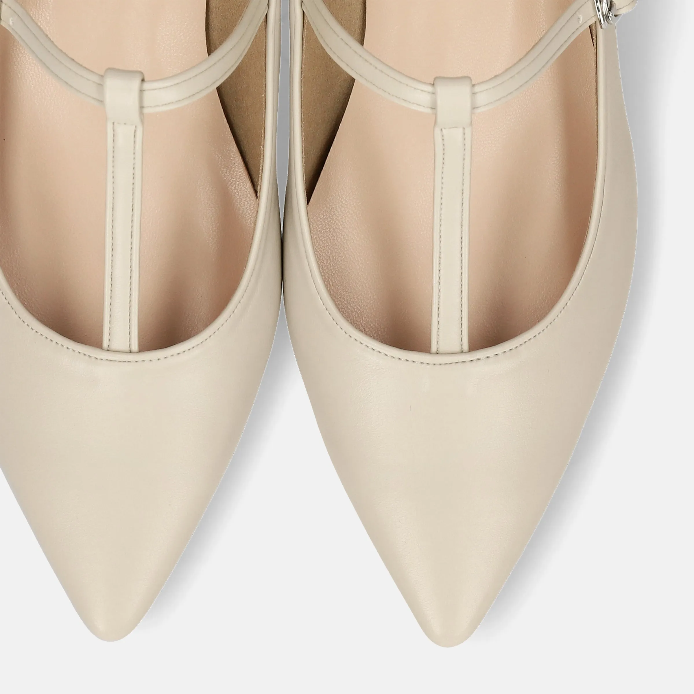 20%OFF: 2024SS: T-Strap Flat Shoes (4796) Ivory
