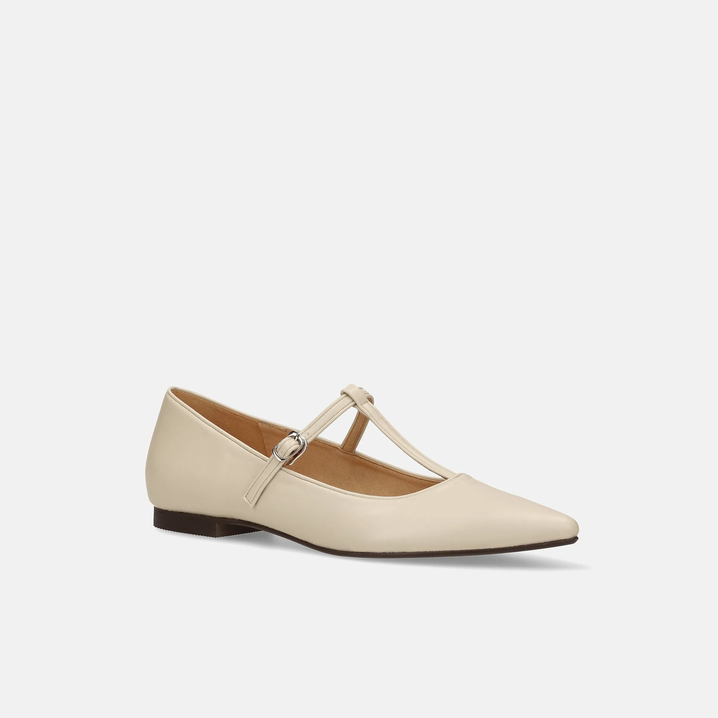 20%OFF: 2024SS: T-Strap Flat Shoes (4796) Ivory