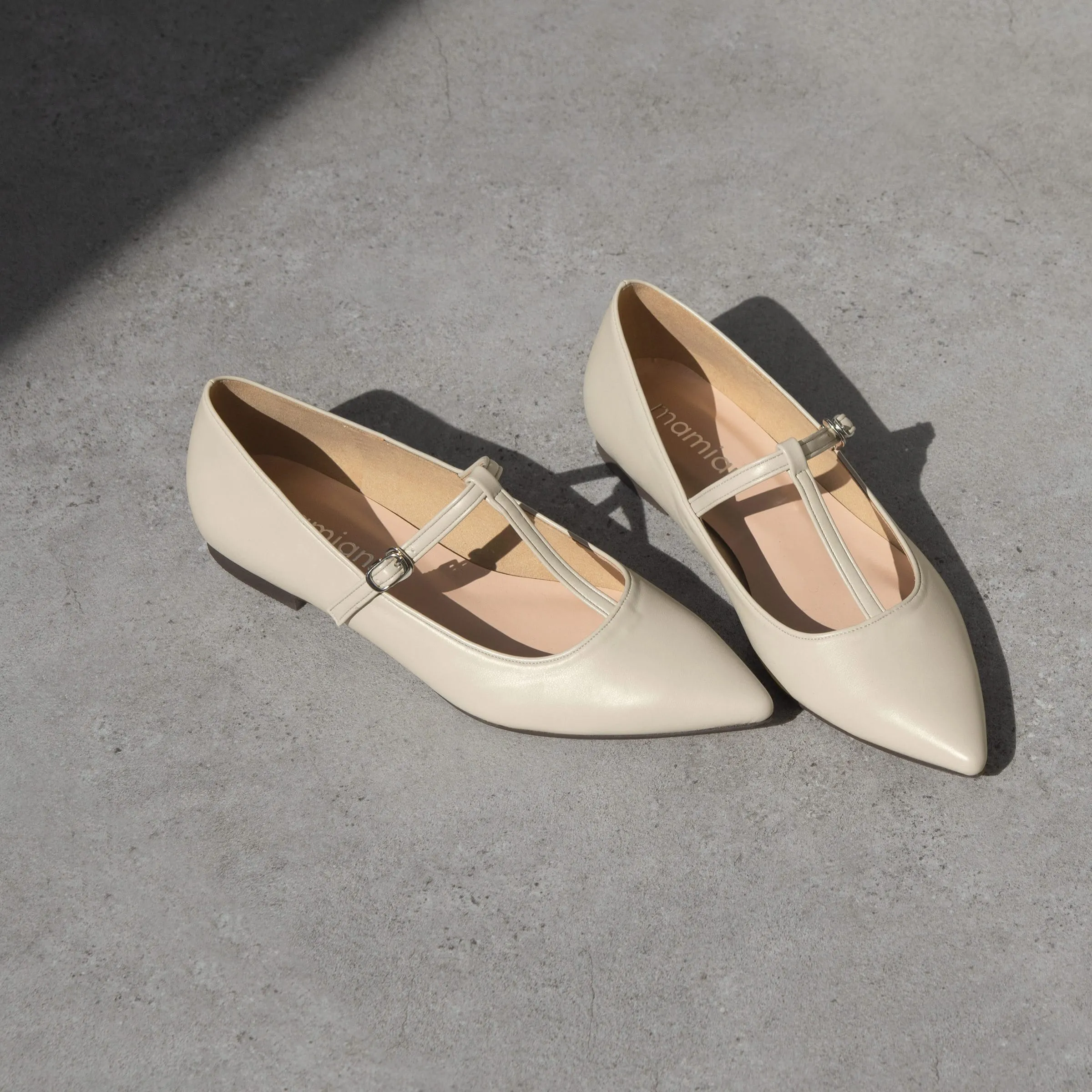 20%OFF: 2024SS: T-Strap Flat Shoes (4796) Ivory