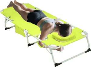 3-in-1 Beach Chair Face Holes, 3 in 1 Sun Tanning Chair with Face Hole, 5 Position Folding Chaise Lounge Chairs Outdoor Camping Chair for Beach, Poolside, Patio, Camping, Backyard