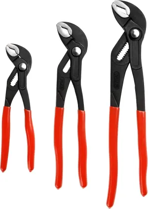 3-Piece Groove Joint Pliers Set, Adjustable Water Pump Pliers, V-Jaw Tongue and Groove Pliers, 7-inch, 10-inch, 12-inch