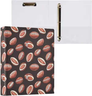 3 Ring Binder American Football Art Image Binder 1.5 inch with Clipboard PVC Pockets Fit 8.5 x 11 Inch Paper for School Office Supplies 1 Pack