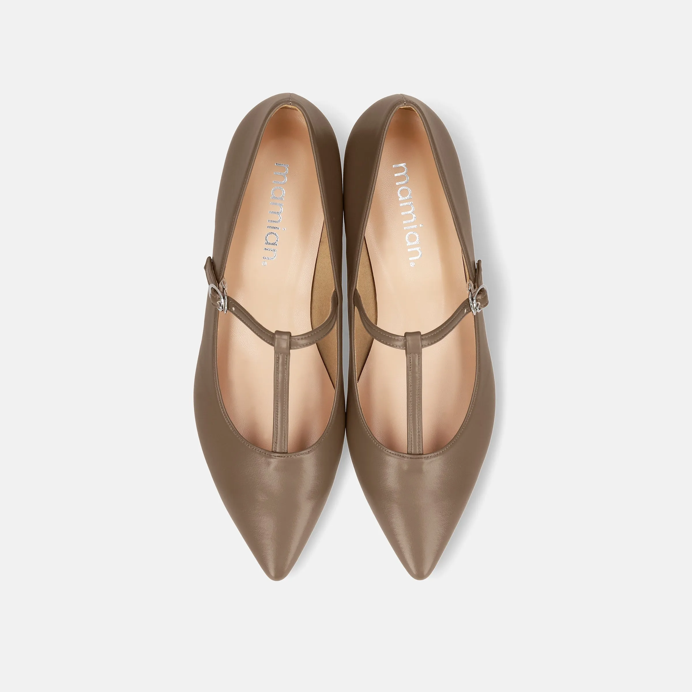 30% OFF: 2023AW: T-strap flat shoes (4796) dark beige
