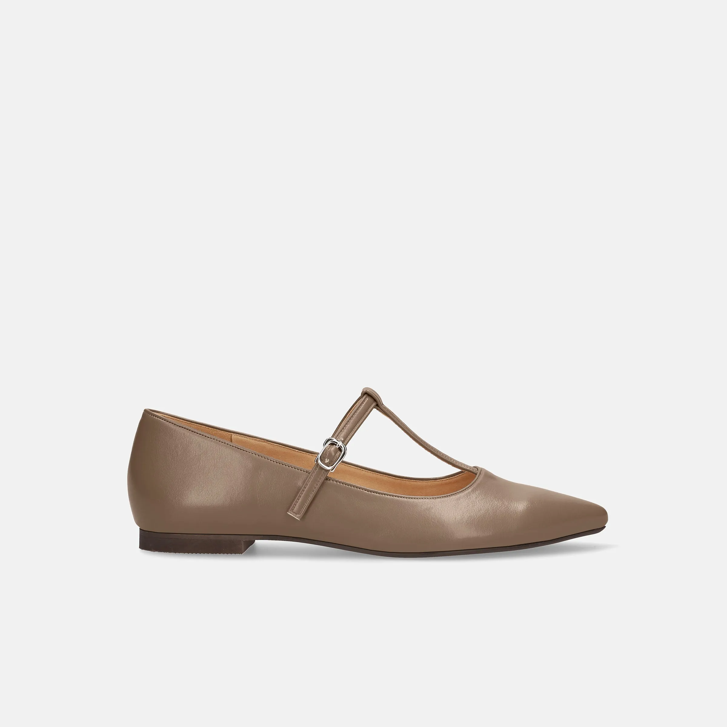 30% OFF: 2023AW: T-strap flat shoes (4796) dark beige