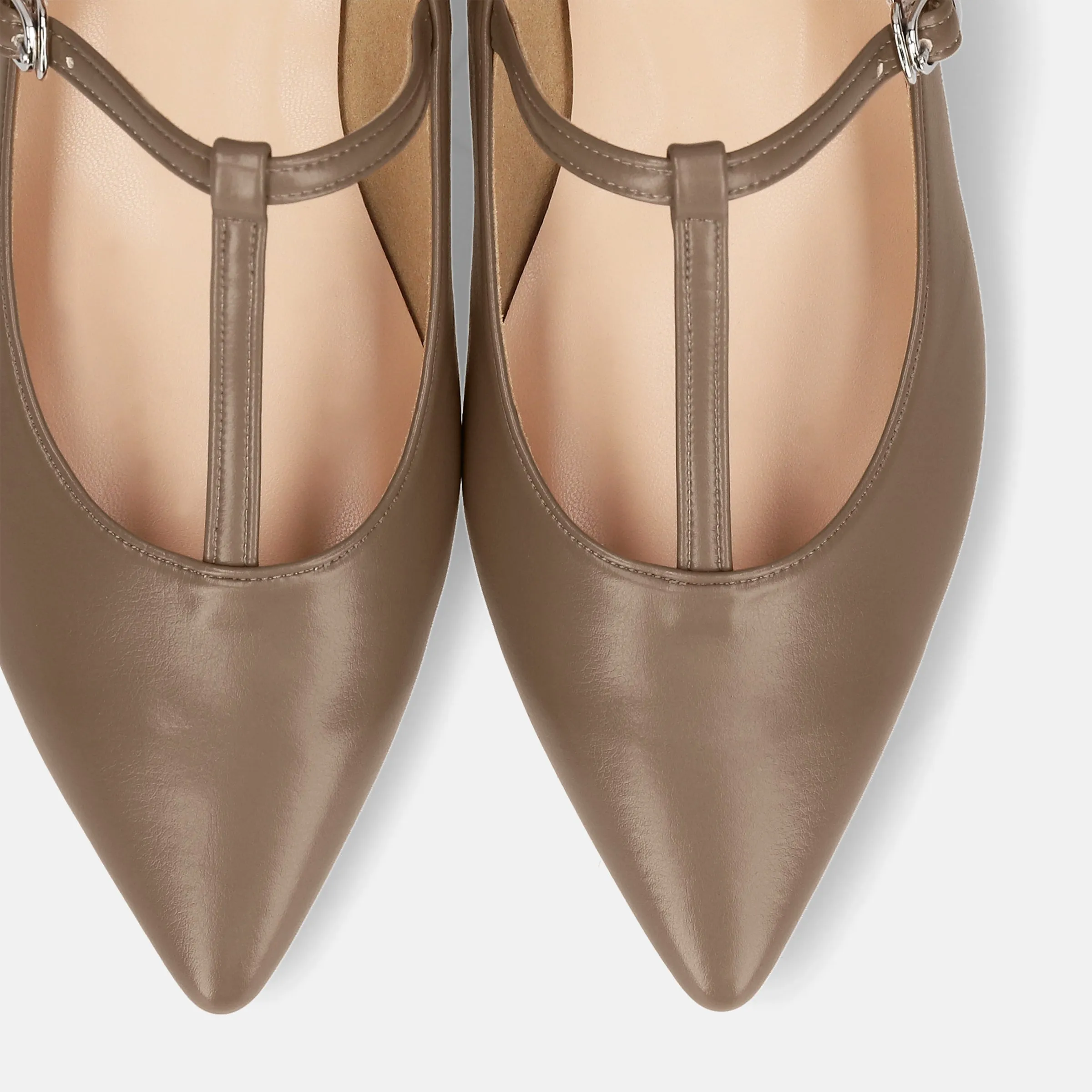 30% OFF: 2023AW: T-strap flat shoes (4796) dark beige