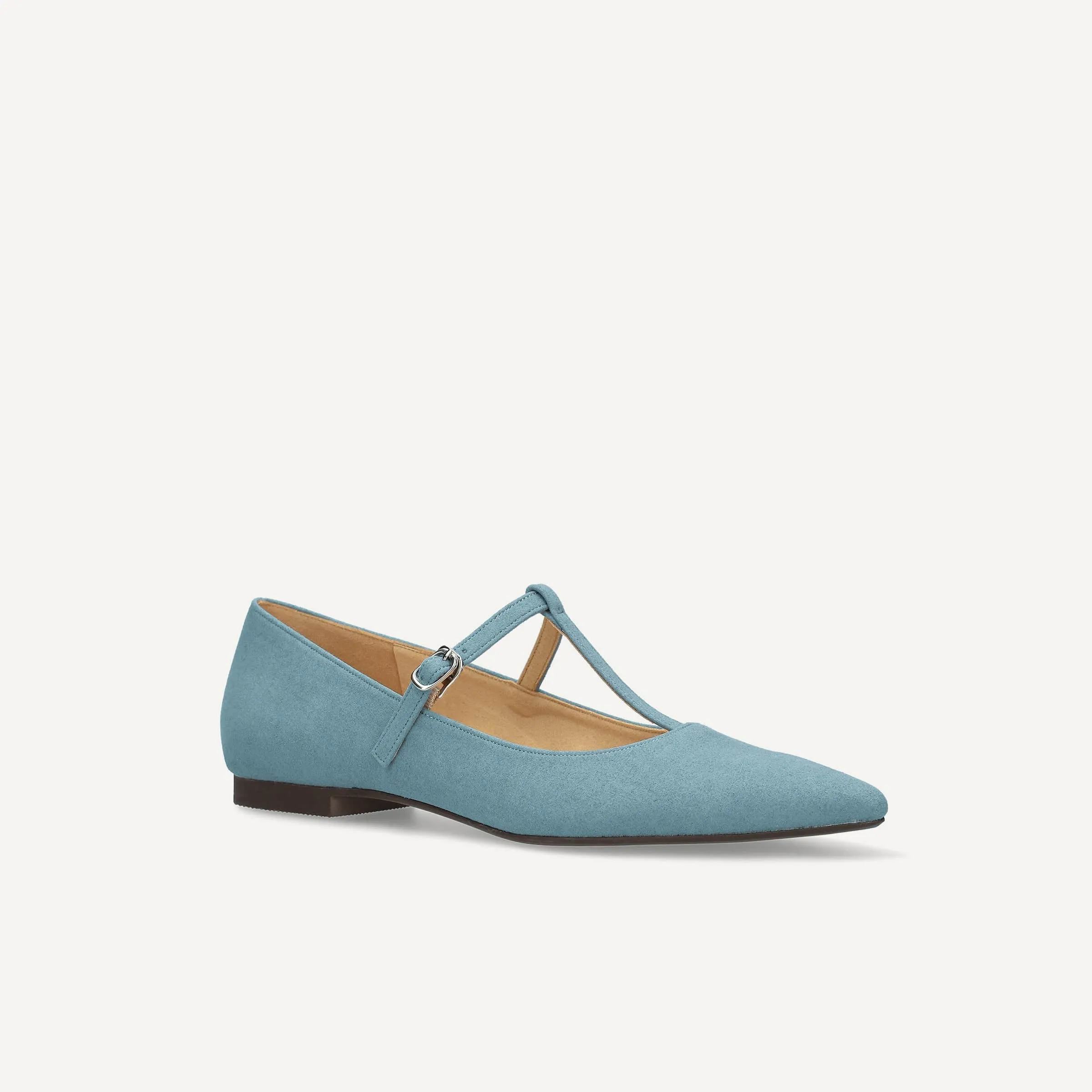 50% OFF: T-strap flat shoes (4796) Smoky blue S
