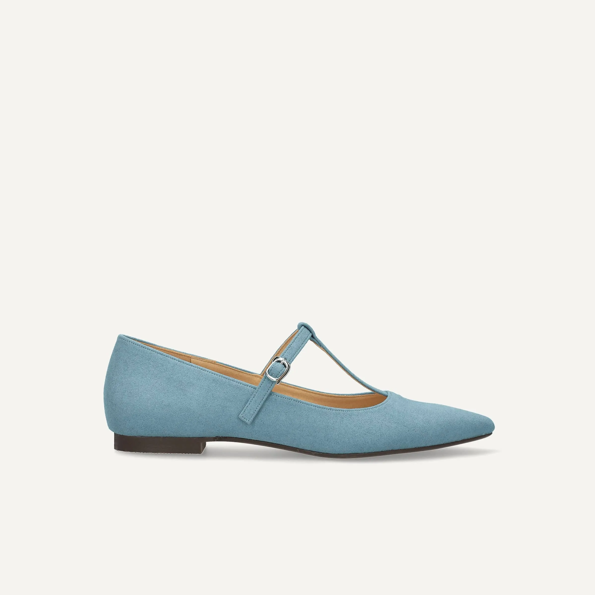 50% OFF: T-strap flat shoes (4796) Smoky blue S