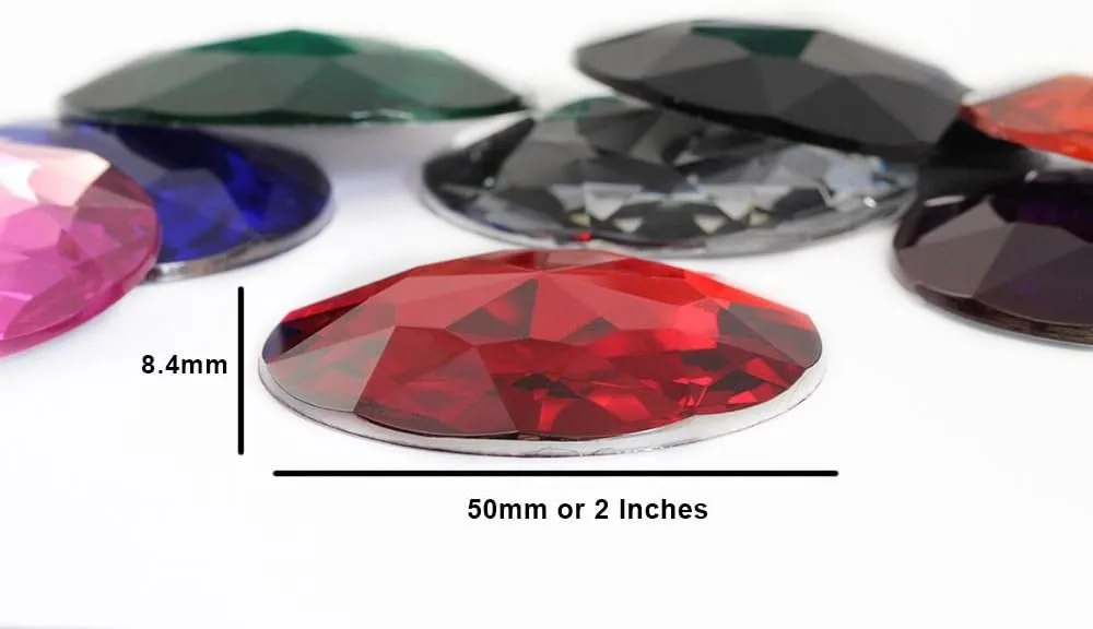 50mm Extra Large Flat Back Round Acrylic Rhinestones Plastic Circle Gems for Costume Making Cosplay Jewels Pro Grade Embelishments - 4 Pieces (Purple Amethyst H105)