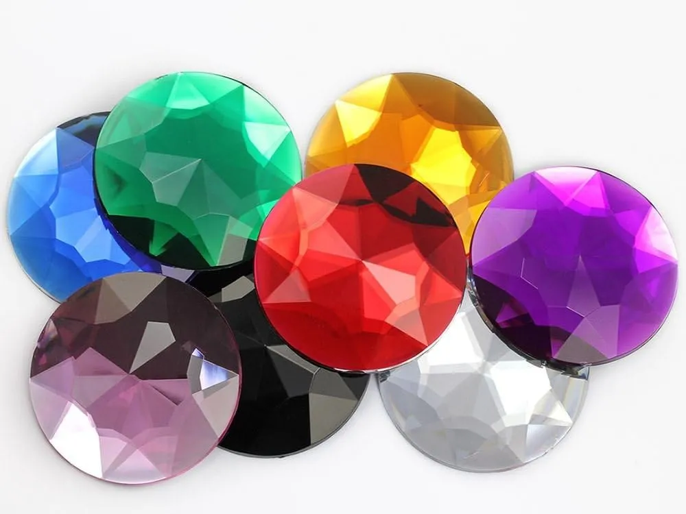 50mm Extra Large Flat Back Round Acrylic Rhinestones Plastic Circle Gems for Costume Making Cosplay Jewels Pro Grade Embelishments - 4 Pieces (Purple Amethyst H105)