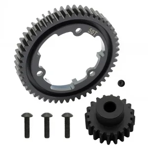 50T M1.0 Hardened Steel Spur Gear with 20T Pinion Gear Compatible with Traxxas 1/10 Maxx 1/5 X-Maxx 1/10 E-REVO 2.0 VXL 1/7 XO-1,Hot Racing Spur Gear RC Cars Spare Parts