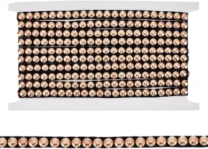 AHANDMAKER 4 Yards Hot Fix Nailhead Trim 0.39inch/10mm Wide Studed Applique Decorative Metal Iron-on Convex Dome Rivet Ribbon for Purse Handbag Punk Clothing Belt Decoration, Gold