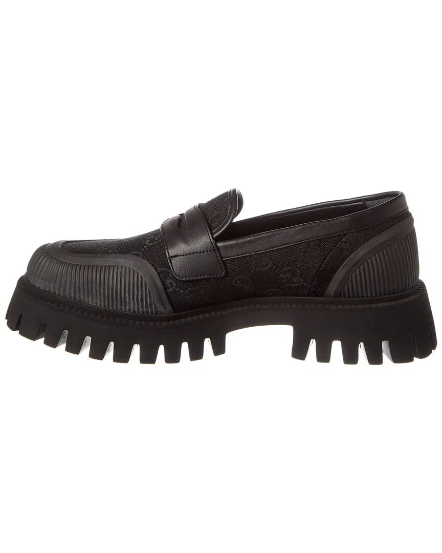 & Loafer Leather Gucci Canvas Well-tested Rapid shipping Gg