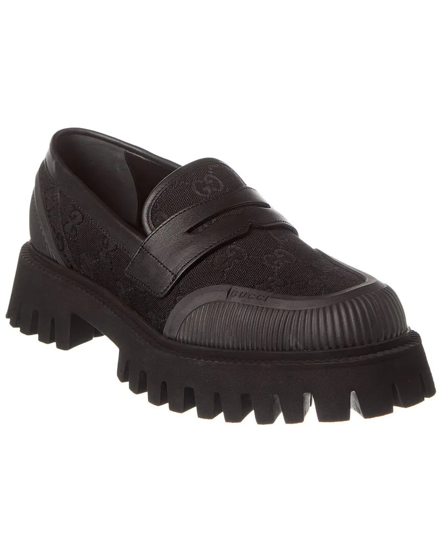 & Loafer Leather Gucci Canvas Well-tested Rapid shipping Gg