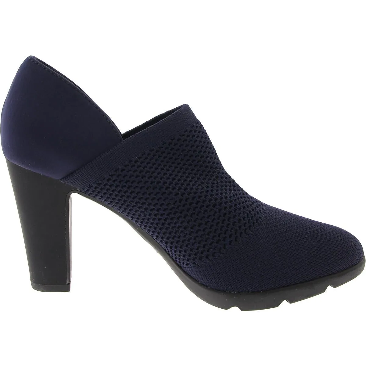 Anne Klein Womens Xenom Stretch Satin Loafer Heels