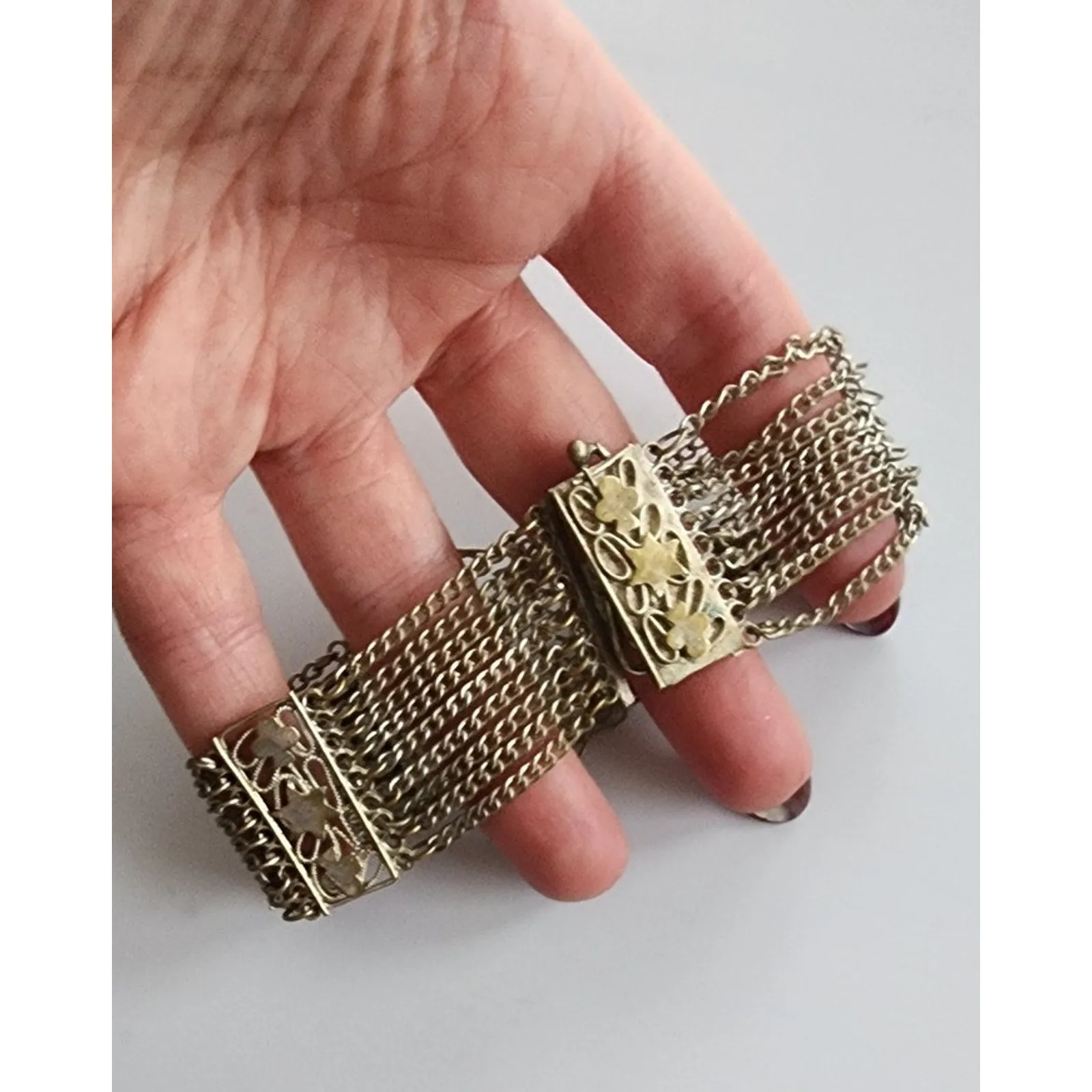 Antique Silver Filigree Bracelet Egyptian Middle Eastern Indian