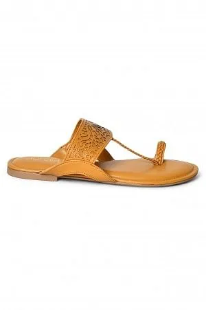 Aurelia Laser Cut Mustard Round Flat