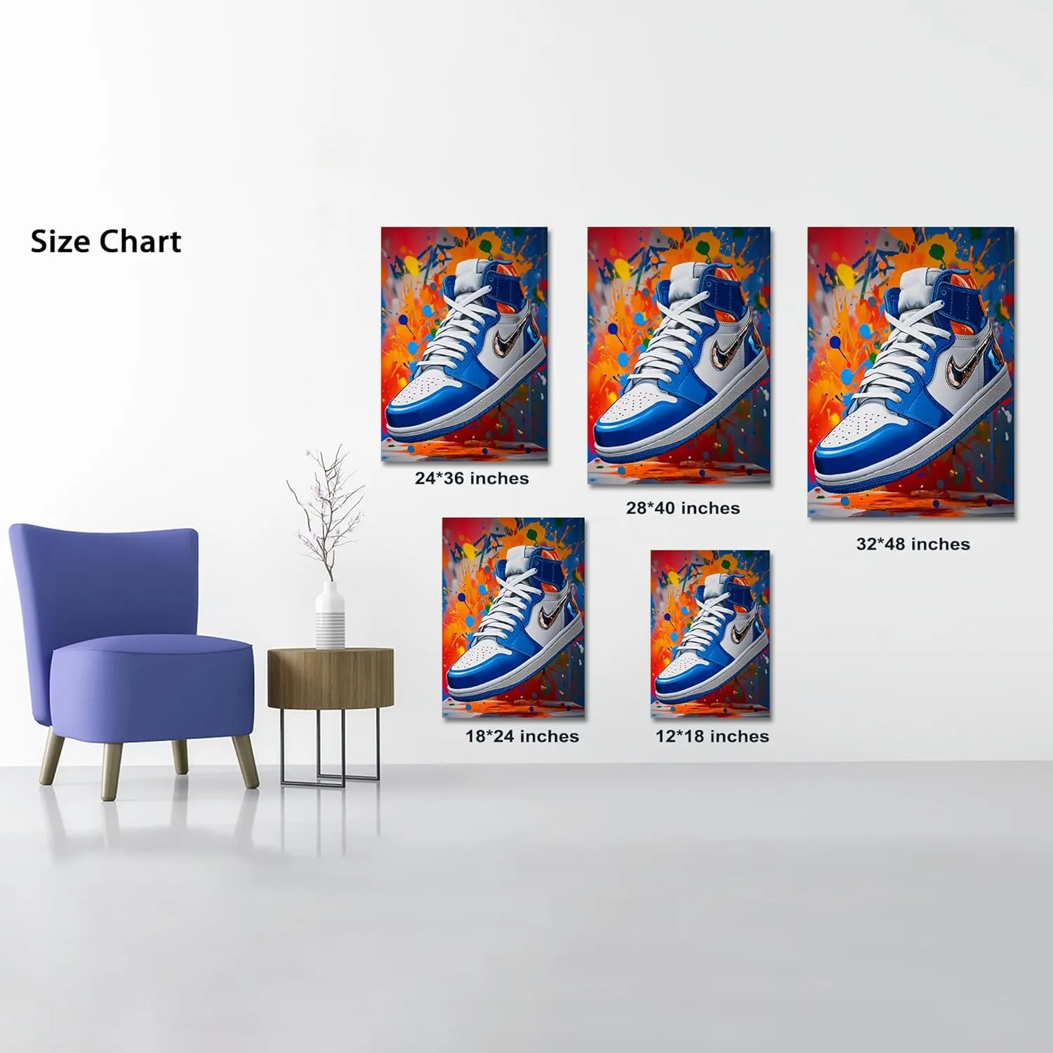 Banksy Graffiti Pop Sneaker Shoe Canvas Wall Art, Framed Trendy Cool Gym Sports Decor Picture Poster for Living Room Bedroom Home Office Artwork Gift for Teenager Boy Girl Room Decor 18x24 Inch