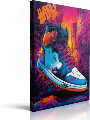 Banksy Wall Art Graffiti Canvas For Teen Boy Room Decor Trendy Basquiat Wall Art Cool Sports Posters Pop Neon Sneaker Bedroom Decorations Ready to hang (12''x16'')