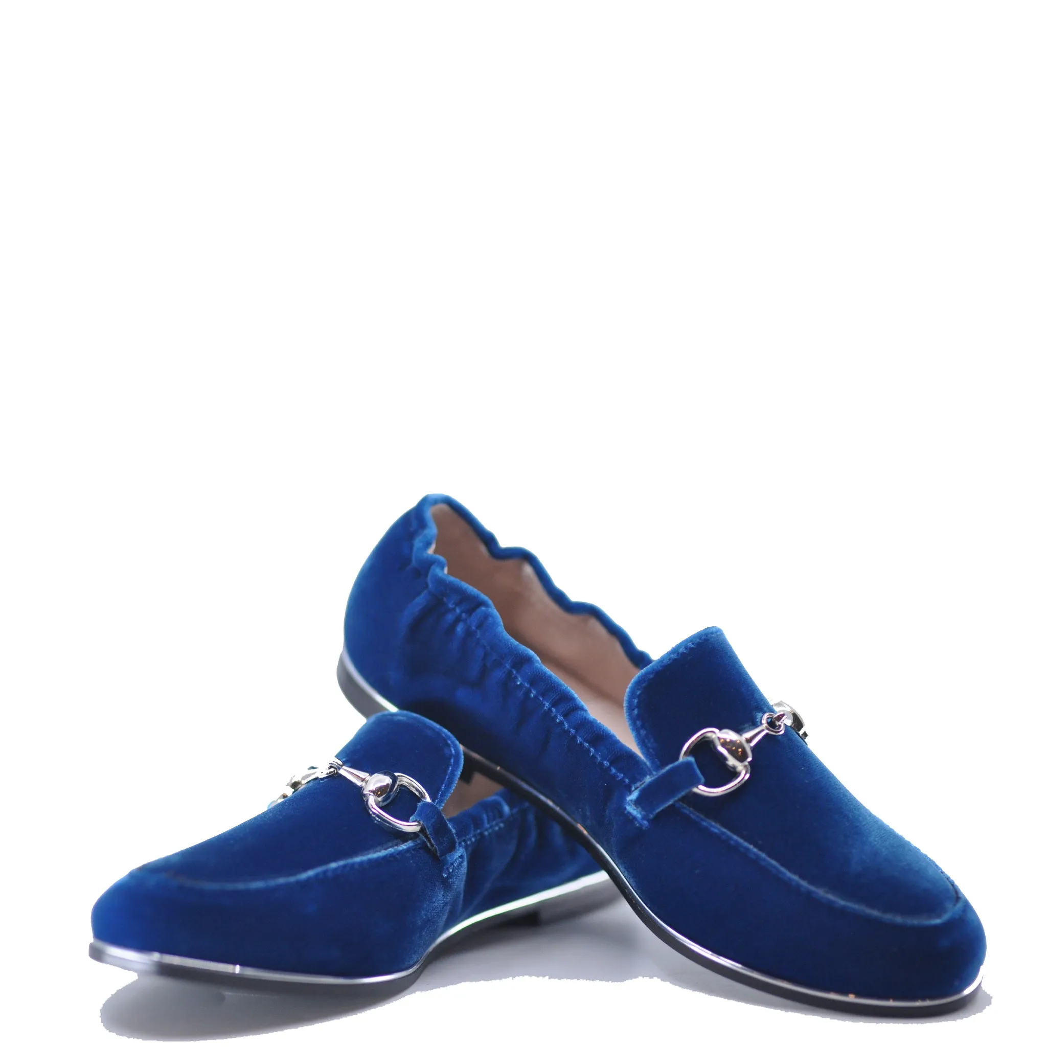 Beberlis Cobalt Velvet Chain Stretch Loafer