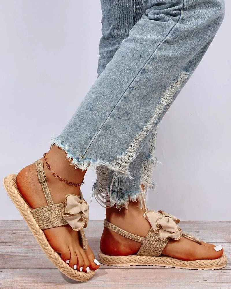 Bowknot Design Toe Post Flip Flops