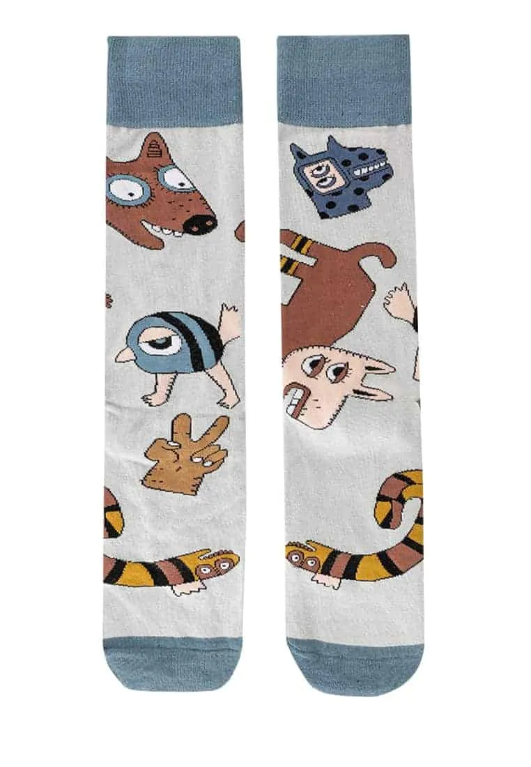 Calf High Socks | Monsterino Silver Blue | Doormind