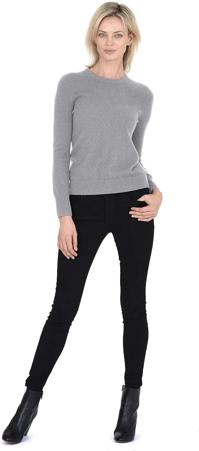 Cashmeren Women’s Basic Crewneck Sweater 100% Pure Cashmere Long Sleeve Round Neck Pullover