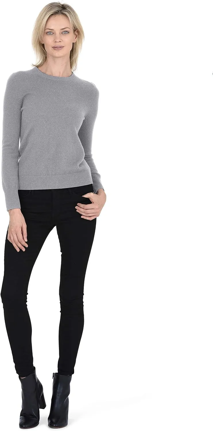 Cashmeren Women’s Basic Crewneck Sweater 100% Pure Cashmere Long Sleeve Round Neck Pullover