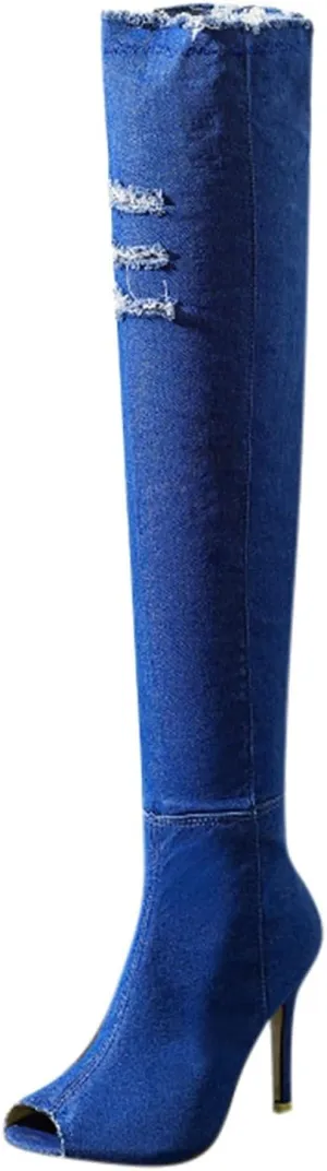 Cathalem Over the Knee Boots for Women High Heels Over The Knee Boots Thigh High Pointed Toe Stiletto Long Fall Sexy Boots