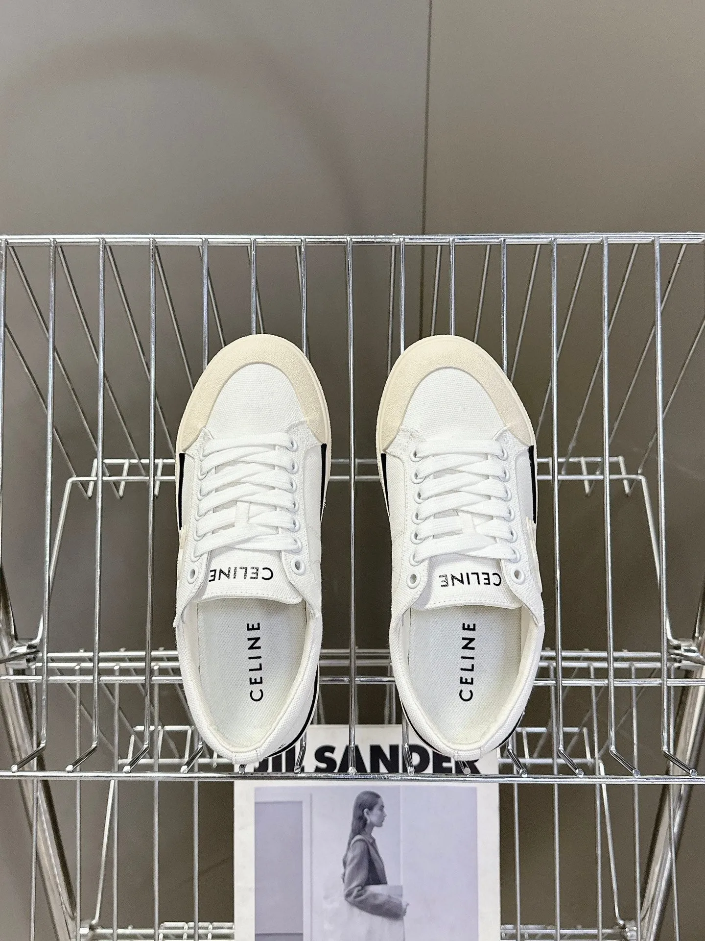 CELINE 25 Sneaker White Beige Canvas 285970