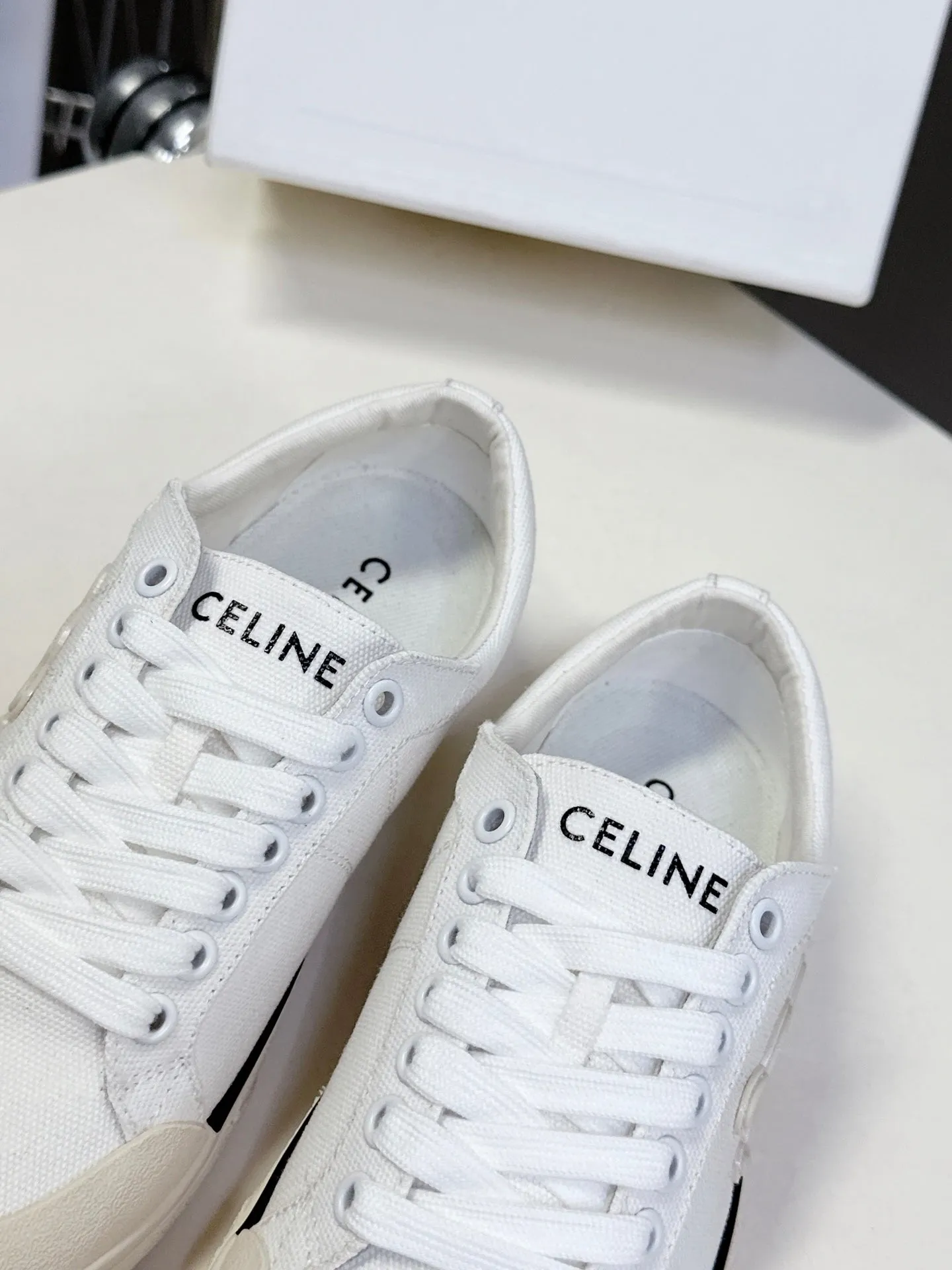 CELINE 25 Sneaker White Beige Canvas 285970