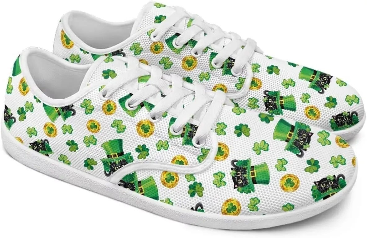 chaqlin Green Leaves Tennis Sneakers Women Wide Non Slip Casual Walking Shoes Comfortable Flat Barefoot Shoes Lace Up Sneaker