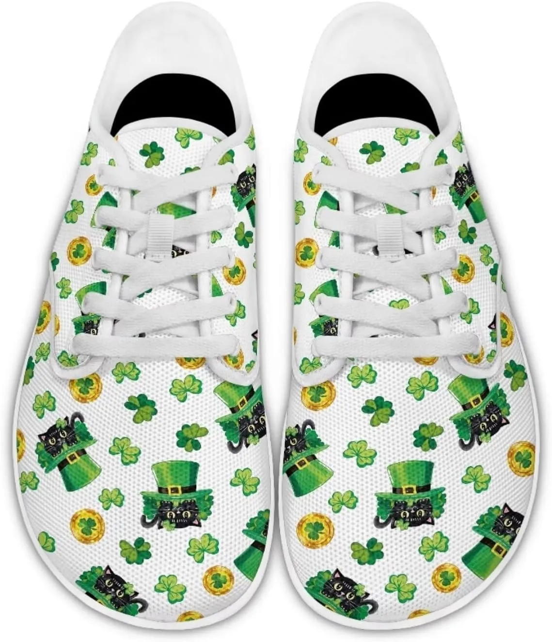 chaqlin Green Leaves Tennis Sneakers Women Wide Non Slip Casual Walking Shoes Comfortable Flat Barefoot Shoes Lace Up Sneaker