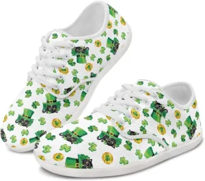 chaqlin Green Leaves Tennis Sneakers Women Wide Non Slip Casual Walking Shoes Comfortable Flat Barefoot Shoes Lace Up Sneaker