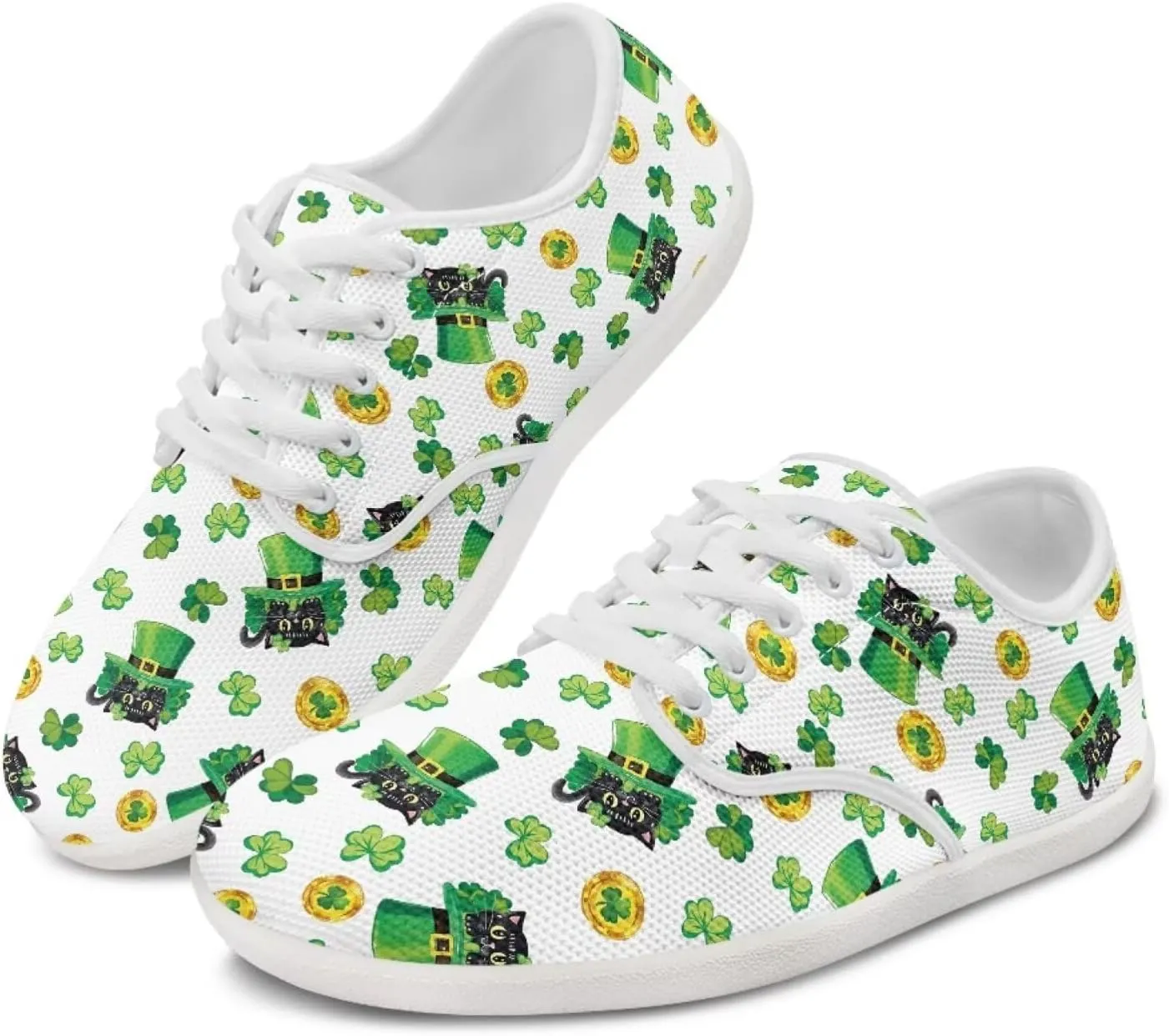 chaqlin Green Leaves Tennis Sneakers Women Wide Non Slip Casual Walking Shoes Comfortable Flat Barefoot Shoes Lace Up Sneaker