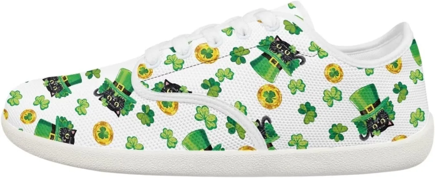 chaqlin Green Leaves Tennis Sneakers Women Wide Non Slip Casual Walking Shoes Comfortable Flat Barefoot Shoes Lace Up Sneaker