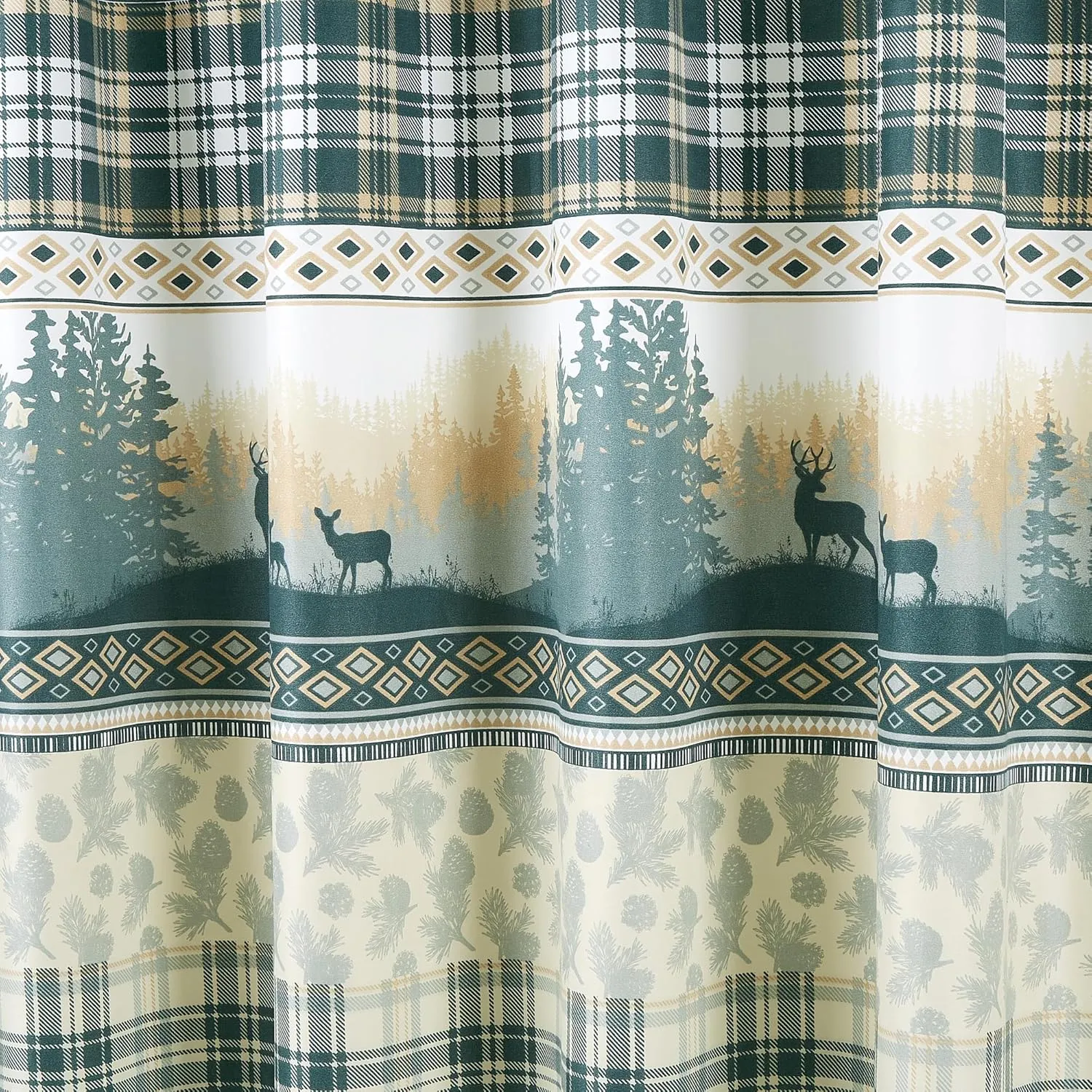 Chezmoi Collection Ridge 7-Piece Northwest Cabin Lodge Bed in a Bag King Comforter Set - Multicolor Pine Tree Fish Deer Printed Microfiber Bedding Set