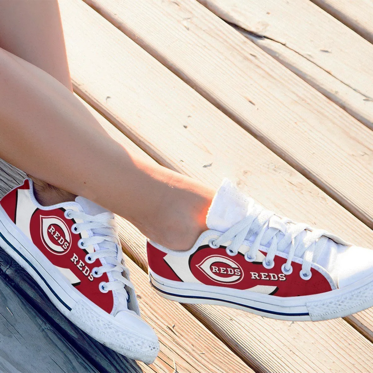 cincinnati reds ladies low cut sneakers