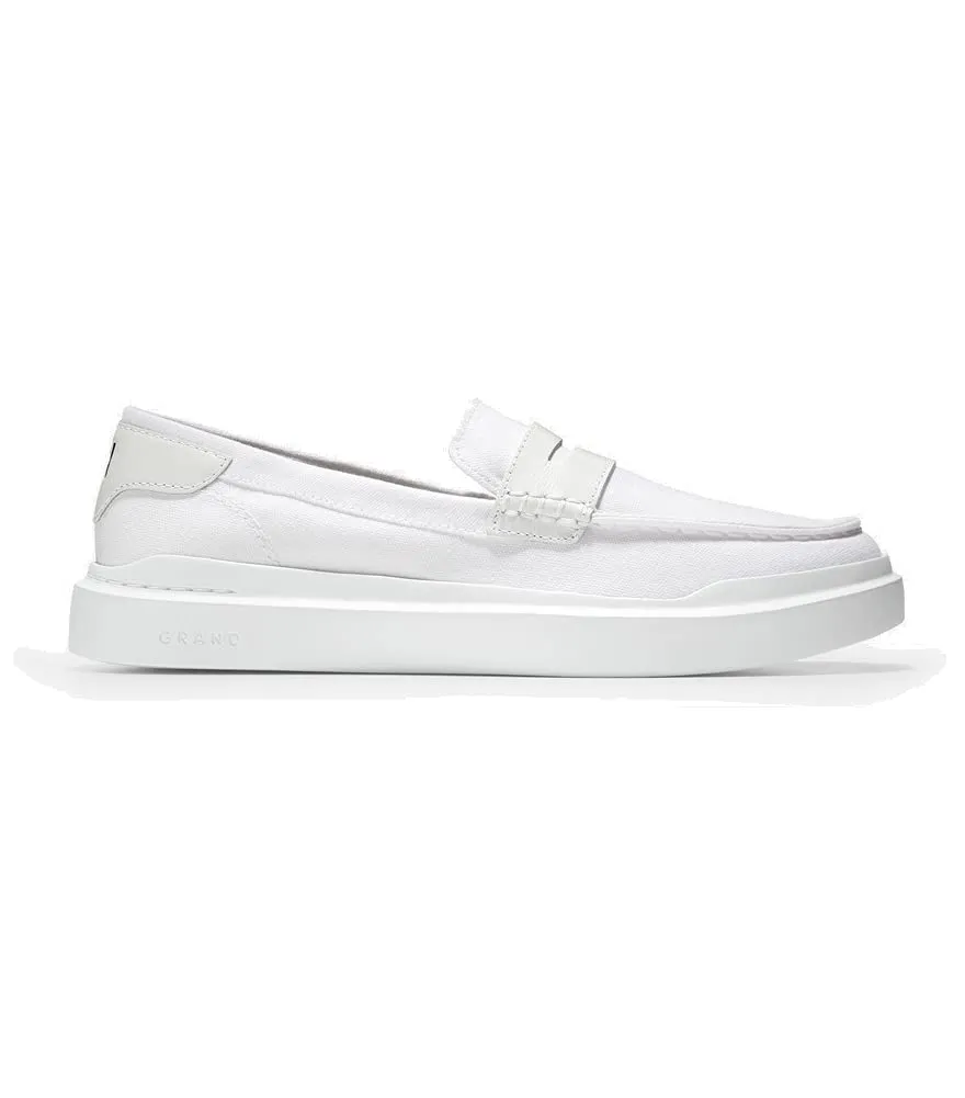 Cole Haan Women's Grandpro Rally Canvas Penny Loafer Sneaker, Optic White/Black, 8.5