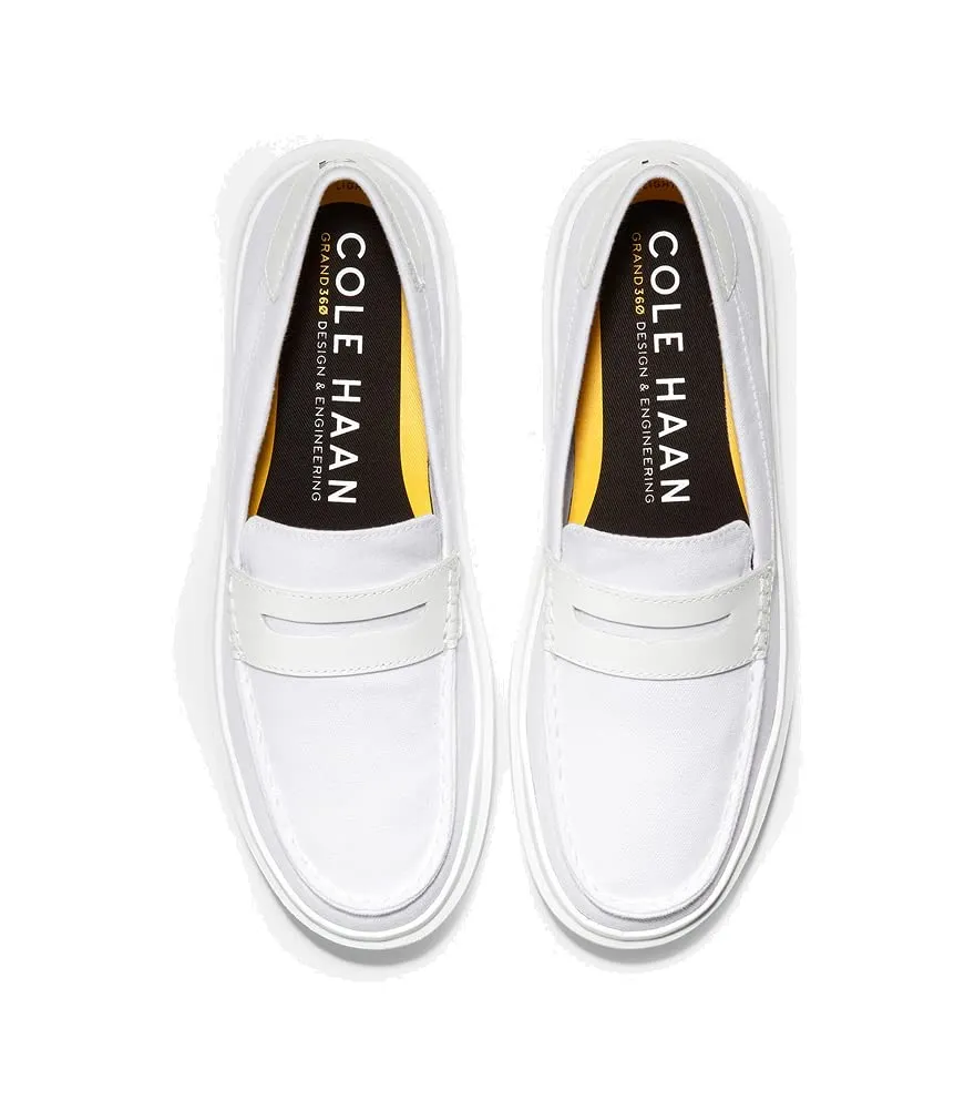 Cole Haan Women's Grandpro Rally Canvas Penny Loafer Sneaker, Optic White/Black, 8.5