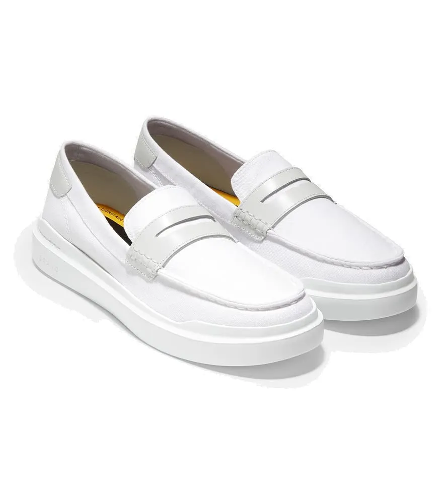 Cole Haan Women's Grandpro Rally Canvas Penny Loafer Sneaker, Optic White/Black, 8.5