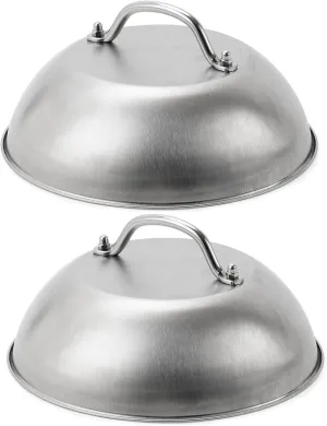 Compatible with Blackstone 5555 Stainless Steel 9" Griddle Melting Cheese Dome - Commercial Grade Stainless Steel Basting and Steaming Cover- Best for Use in Flat Top Grills, 0.6mm Thickness-2 Domes